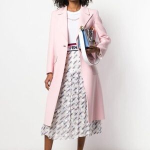 FENDI Mania Peated Midi Skirt Red Blue White Silk Blend Size XXS Designer Luxury